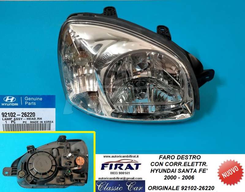 FARO HYUNDAI SANTA FE' 00 - 06 DX ORIGINALE 92102-26220